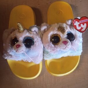 Ty Yellow Unicorn Plush Slippers